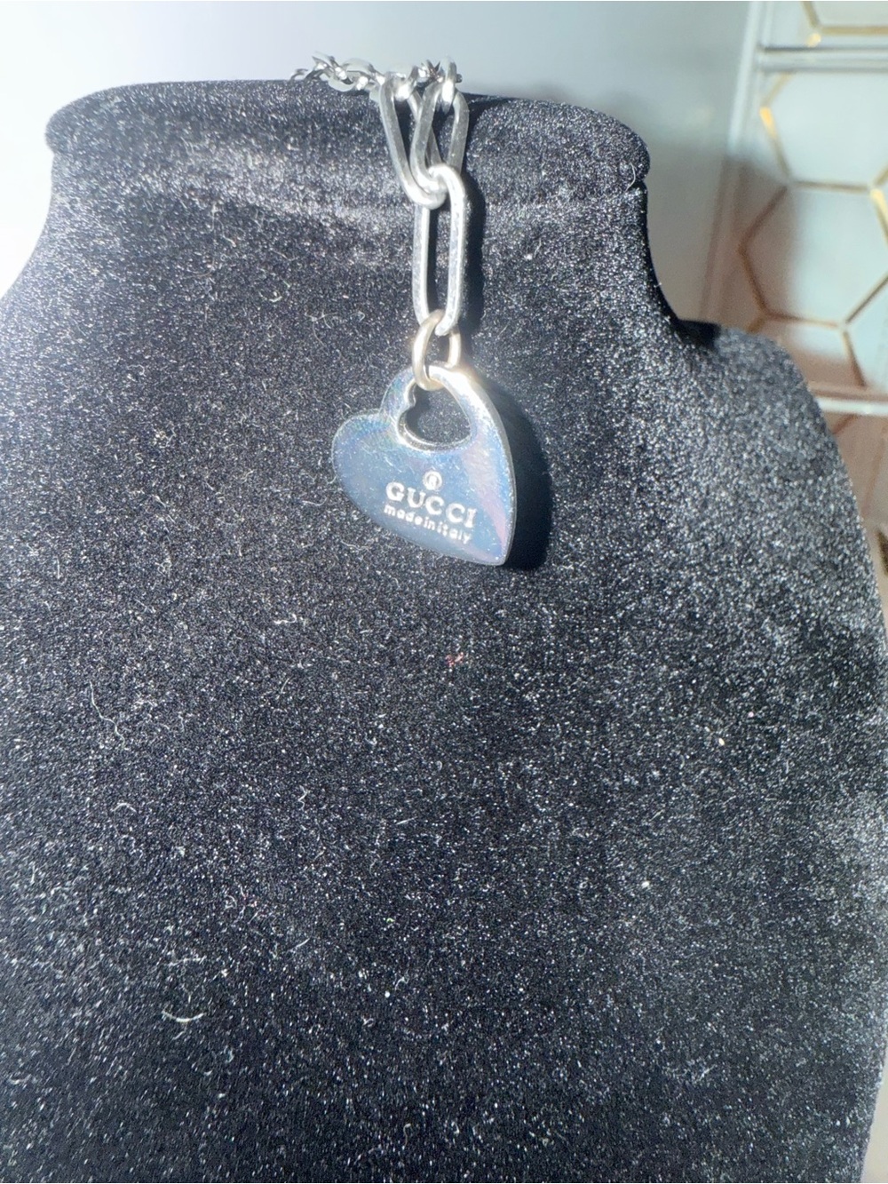 Upcycled Gucci Silver Heart Lock Pendant bracelet - Picture 7 of 7